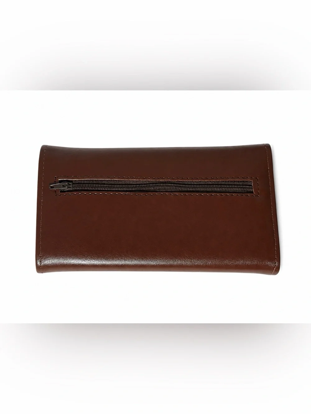Brown SUNY Vintage-Style Wallet – Snap Closure & Zipper Pocket